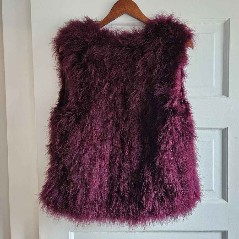 Club Monaco Faux Fur Vest in Deep Plum